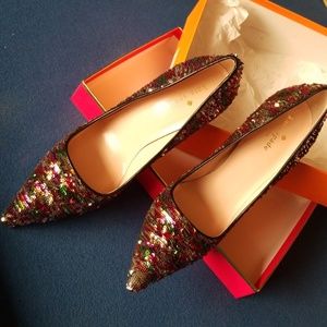 KATE SPADE LICORICE/MESSY SEQUINS PUMPS